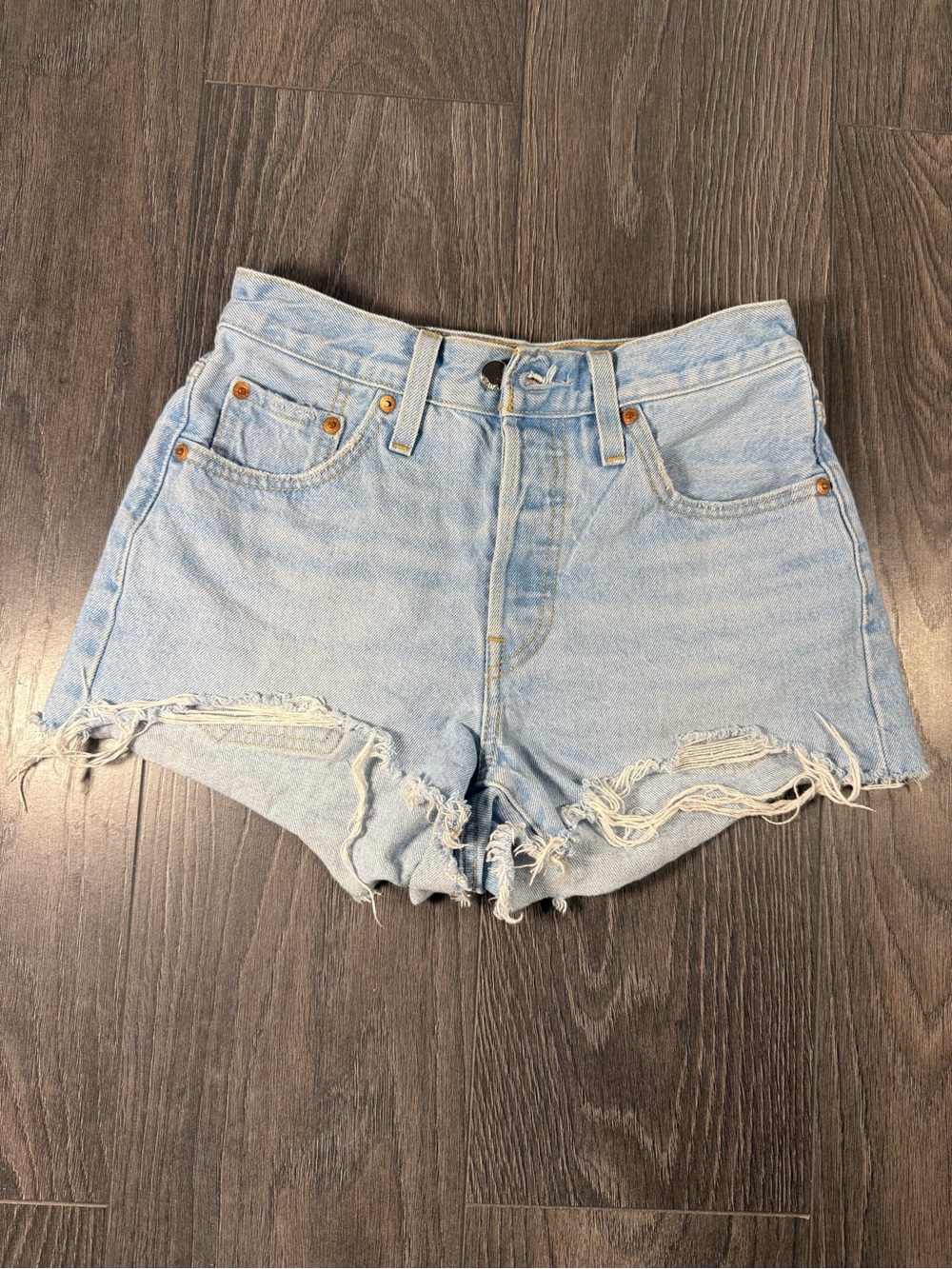 Levi's Light Blue Distressed Denim Cutoff Shorts
